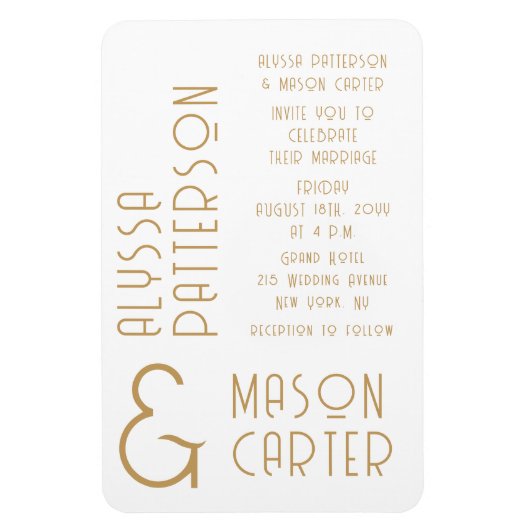 Elegante gouden moderne bruiloft save the date magneet (Verticaal)