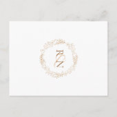 Elegante gouden moderne laurierkrans bruiloft uitnodiging briefkaart (Achterkant)