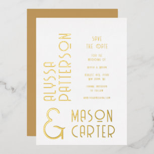 Elegante gouden moderne trouwfolie Save The Date Folie Uitnodiging