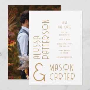 Elegante gouden moderne trouwfoto save the date