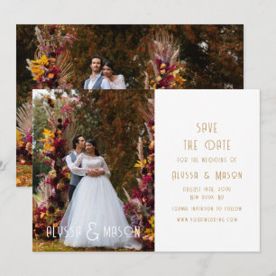 Elegante gouden moderne trouwfoto save the date