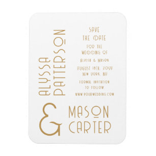 Elegante gouden moderne trouwkaart 'Save The Date' Magneet