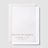 Elegante gouden monogram bruiloft overlay vellum uitnodigingen (Offset)