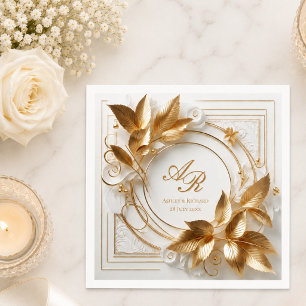 Elegante gouden monogram bruiloft servet