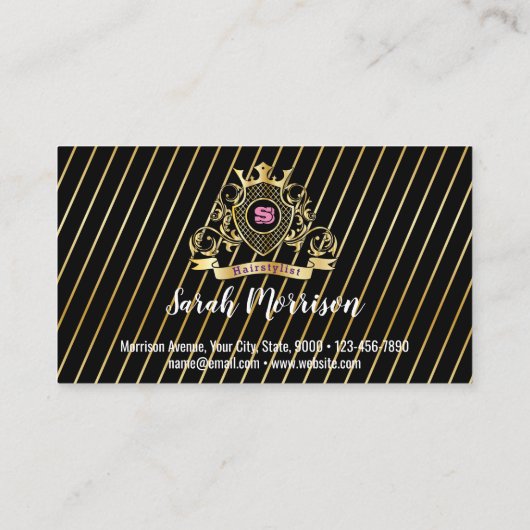 Elegante gouden monogram gefabriceerde visitekaart visitekaartje (Achterkant)