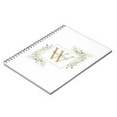 Elegante gouden monogram groen blad notitieboek (Linkerzijde)