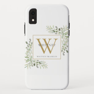 Elegante gouden monogram groen chic iPhone XR hoesje