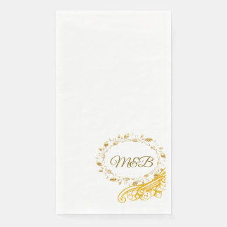 Elegante gouden monogram huwelijksserviette – M&B  Servet
