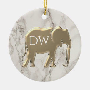 Elegante Gouden Monogram Keramisch Ornament