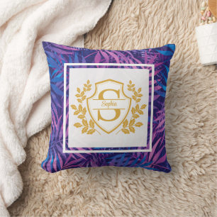 Elegante Gouden Monogram Koninklijke Wapenstempel Kussen