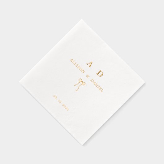 Elegante gouden monogram paar Initiaal bruiloft Folie Servetten (Rechts)