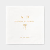 Elegante gouden monogram paar Initiaal bruiloft Folie Servetten (Voorkant)