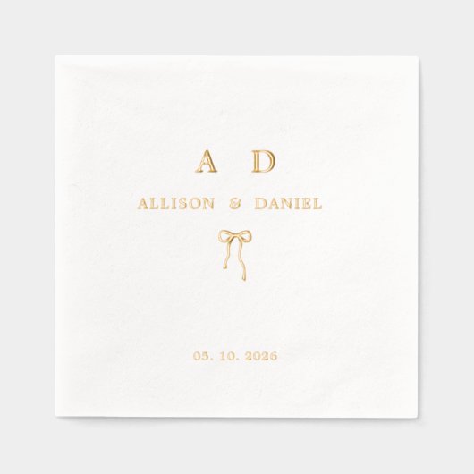 Elegante gouden monogram paar Initiaal bruiloft Folie Servetten (Voorkant)