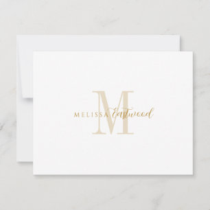 Elegante gouden monogram script serif notitiekaartje