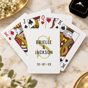 Elegante gouden monogram trouw aangepast pokerkaarten