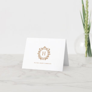 Elegante Gouden Monogram Wapenschild Vouwkaart Bedankkaart
