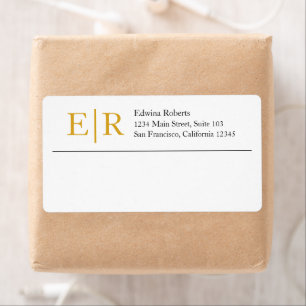 Elegante gouden monogram zakelijke retouradres etiket