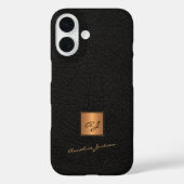 Elegante gouden monogrammatische scriptnaam zwart Case-Mate iPhone case (Achterkant)