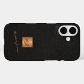 Elegante gouden monogrammatische scriptnaam zwart Case-Mate iPhone case (Achterkant (horizontaal))