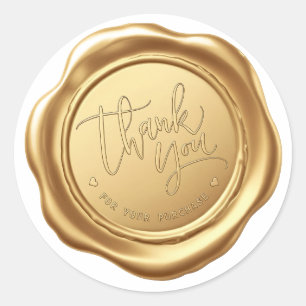 Elegante gouden nepwaszegel "Dank je wel voor uw" Ronde Sticker