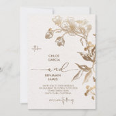 Elegante gouden orchidee bruiloft kaart (Voorkant)