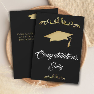 Elegante Gouden Ornament Felicitaties Afstuderen Kaart