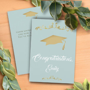 Elegante Gouden Ornament Felicitaties Afstuderen Kaart