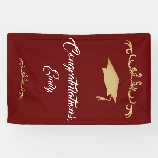 Elegante Gouden Ornament Felicitaties Afstuderen Spandoek (Horizontaal)