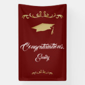 Elegante Gouden Ornament Felicitaties Afstuderen Spandoek (Verticaal)