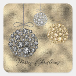 Elegante gouden Ornamenten Vrolijk kerstfeest Vierkante Sticker