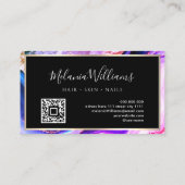 Elegante Gouden Paarse Marmer Agate Geode QR-code  Visitekaartje (Achterkant)