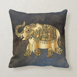 Elegante gouden paisley olifant, leerlook kussen