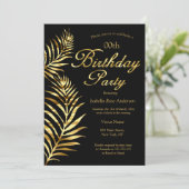 Elegante Gouden Palm Zwarte Gouden Verjaardagsfees Kaart (Staand voorkant)