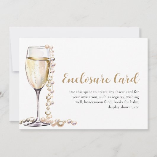 Elegante gouden parels en Prosecco behuizing Kaart (Voorkant)