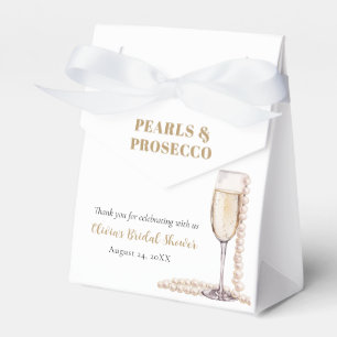 Elegante Gouden Parels en Prosecco Bruidsdouche Bedankdoosjes