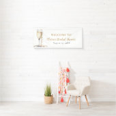 Elegante Gouden Parels en Prosecco Bruidsdouche Spandoek (Insitu)