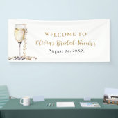 Elegante Gouden Parels en Prosecco Bruidsdouche Spandoek (Beurs)