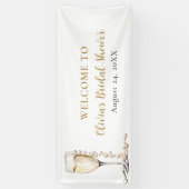 Elegante Gouden Parels en Prosecco Bruidsdouche Spandoek (Verticaal)