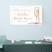 Elegante Gouden Parels en Prosecco Bruidsfeest Spandoek (Beurs)