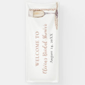 Elegante Gouden Parels en Prosecco Bruidsfeest Spandoek (Verticaal)