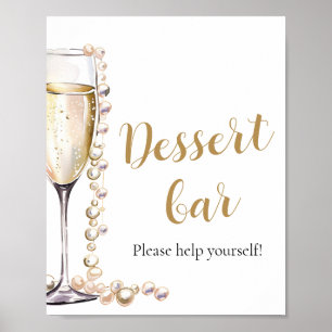 Elegante gouden parels en Prosecco Dessert Bar Sig Poster