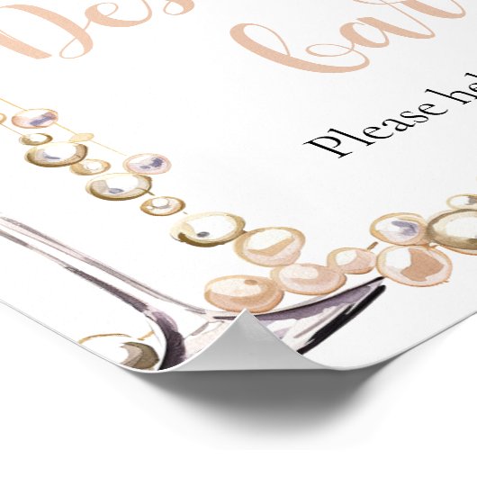 Elegante gouden parels en Prosecco Dessert Bar Sig Poster (Hoek)