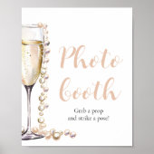 Elegante gouden parels en Prosecco Photo Booth tek Poster (Voorkant)