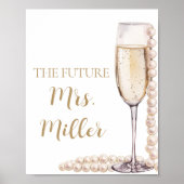 Elegante gouden parels en Prosecco toekomst mevrou Poster (Voorkant)