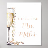 Elegante gouden parels en Prosecco toekomst mevrou Poster (Voorkant)