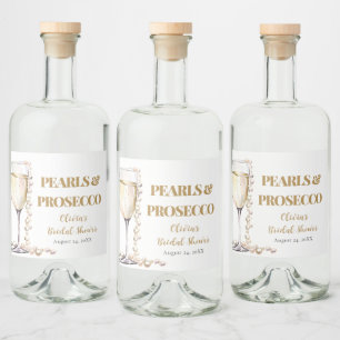 Elegante gouden parels en Prosecco Vrijgezellenfee Likeurfles Etiket