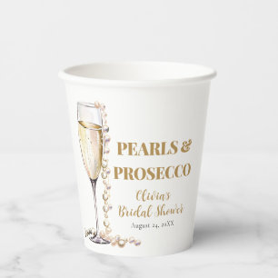 Elegante gouden parels en Prosecco Vrijgezellenfee Papieren Bekers