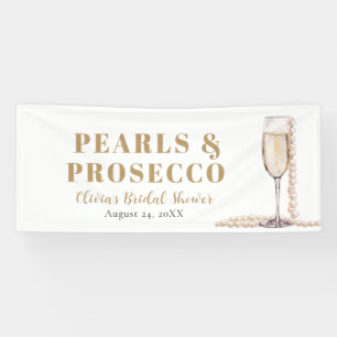Elegante gouden parels en Prosecco Vrijgezellenfee Spandoek