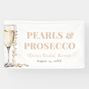 Elegante gouden parels en Prosecco Vrijgezellenfee Spandoek
