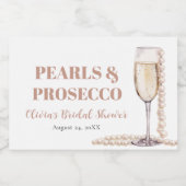 Elegante gouden parels en Prosecco Vrijgezellenfee Sparkling Wijnetiket (Enkel label)